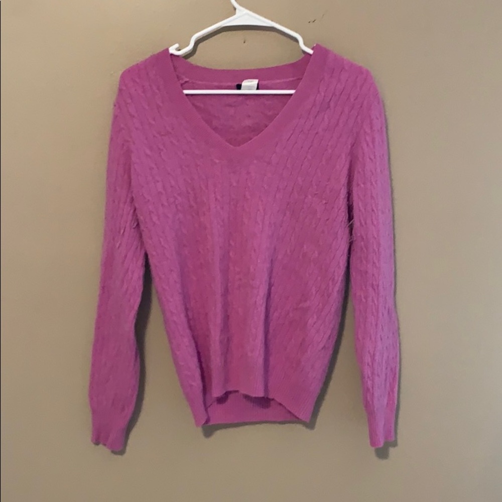 J crew purple cable sweater large